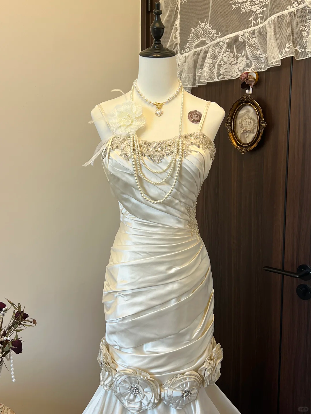 Robe de mariée longue en satin blanc ivoire à fleurs et perles, robe de soirée, nv4216