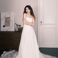 Strapless Pleated Tulle A Line Wedding Gown, Simple Bridal Dress  NV7344