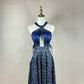 Robe de soirée courte en satin bleu à fleurs et perles, tenue d'anniversaire, nv4490