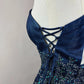 Robe de soirée courte en satin bleu à fleurs et perles, tenue d'anniversaire, nv4490