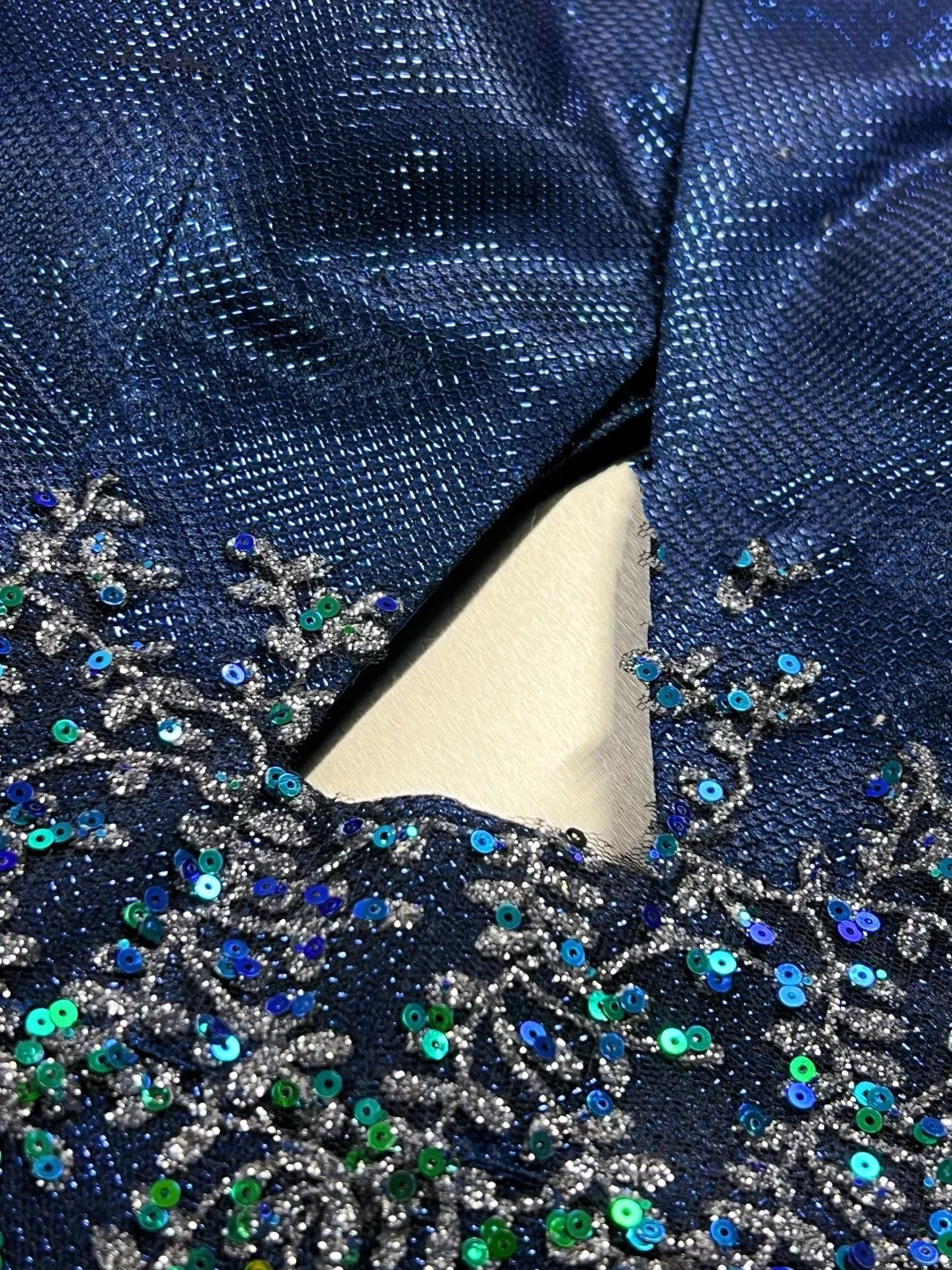 Robe de soirée courte en satin bleu à fleurs et perles, tenue d'anniversaire, nv4490