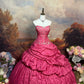 Robe de bal longue en satin rose vintage ornée de perles nv5146