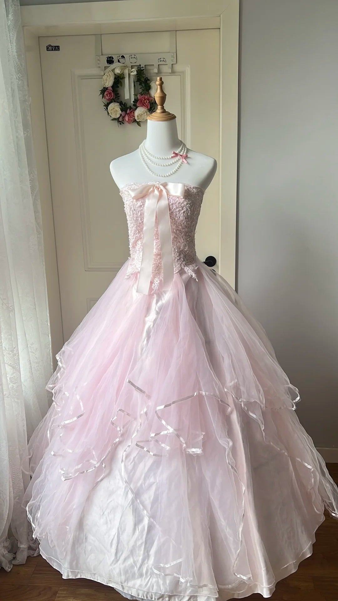 Langes, pinkfarbenes Ballkleid NV6593