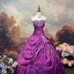 Lila, exquisites, perlenbesetztes Satin-Ballkleid im Vintage-Stil, bodenlang, NV5154