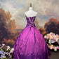 Lila, exquisites, perlenbesetztes Satin-Ballkleid im Vintage-Stil, bodenlang, NV5154