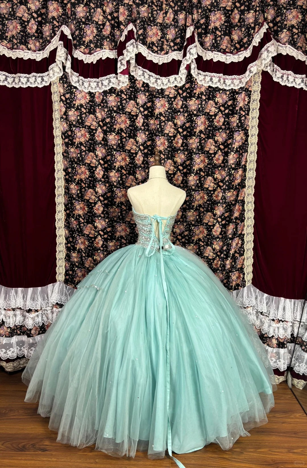Robe de soirée longue en tulle vert menthe avec perles, style princesse, robe de bal, robe de quinceanera, nv4648