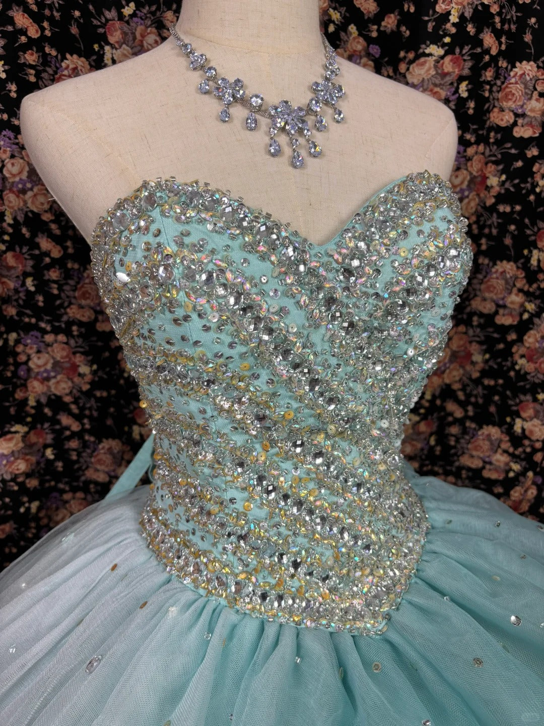 Robe de soirée longue en tulle vert menthe avec perles, style princesse, robe de bal, robe de quinceanera, nv4648