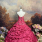 Robe de bal longue en satin rose vintage ornée de perles nv5146
