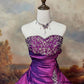 Lila, exquisites, perlenbesetztes Satin-Ballkleid im Vintage-Stil, bodenlang, NV5154