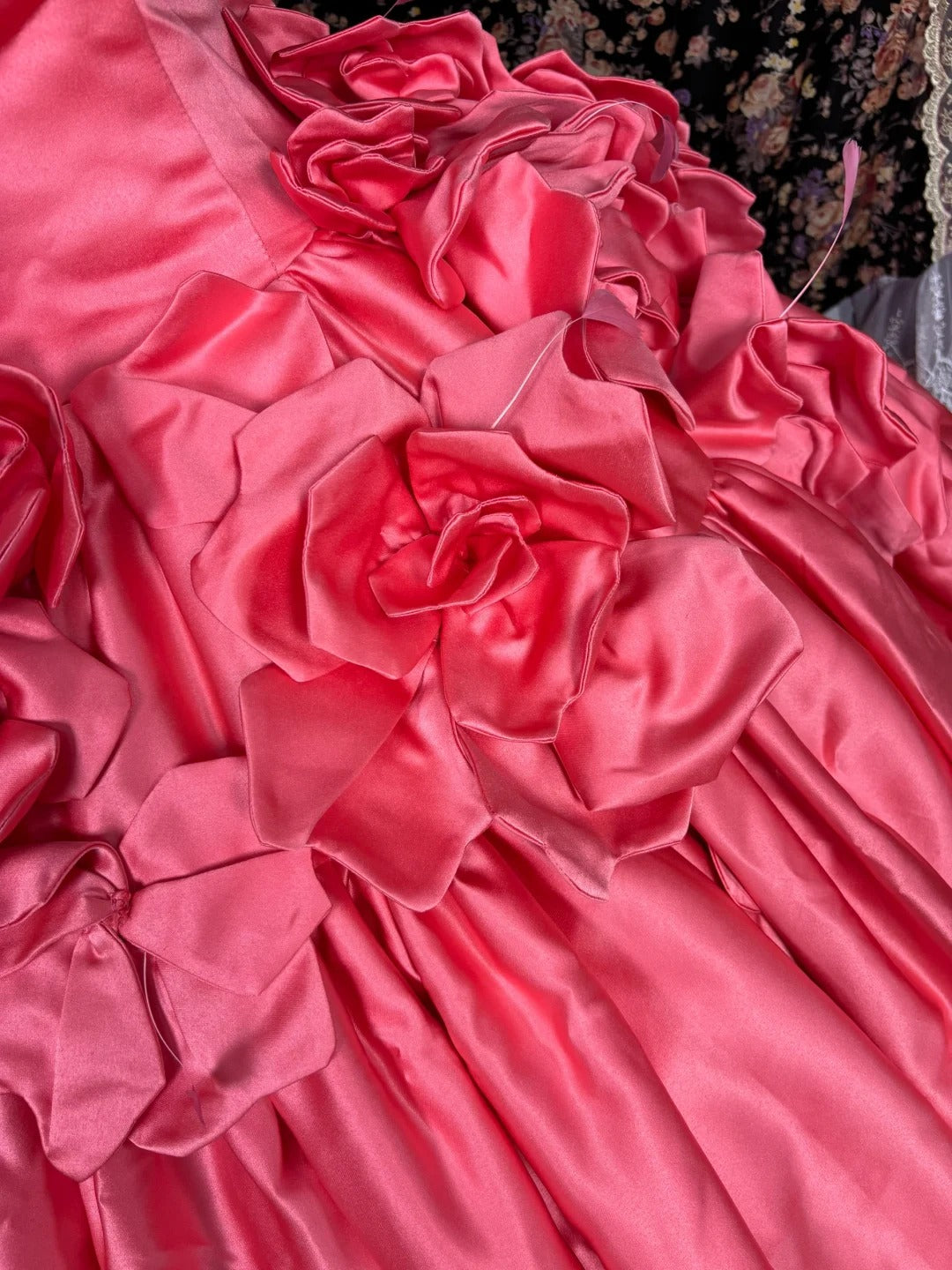 Rosa Blumen Elegante Anspruchsvolle Lange Bodenlange Ballkleid Abendkleid Brautkleid nv4174