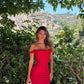 Red slim elegant one shoulder off shoulder prom dress party dress evening dress birthday dress nv2258