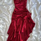 Robe de demoiselle d'honneur longue et fine en satin bordeaux vintage, dos nu, robe de soirée, robe de bal, nv4233