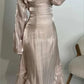 Champagner Mode Elegante Rüschen Rüschen Lange Tüll Ballkleid Abendkleid Partykleid nv3433