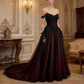 Schwarzes, burgunderrotes, trägerloses Spitzenkleid – schulterfreies Ballkleid/Abendkleid/Ballkleid/Maxikleid für den roten Teppich NV6803