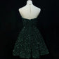 Grünes glänzendes Prinzessinnen-Pailletten-Kurzes Retro-Mode-Heimkehrkleid, Ballkleid, Abendkleid, NV4286