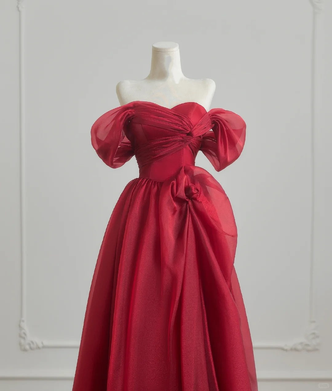 Rotes elegantes langes Tüll-Ballkleid Abendkleid nv4953