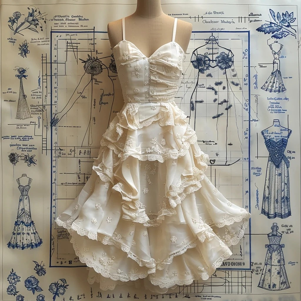 Elfenbeinweißes langes Tüll-Rüschen-Feenkleid mit Spitze, Ballkleid, Abendkleid, nv4550