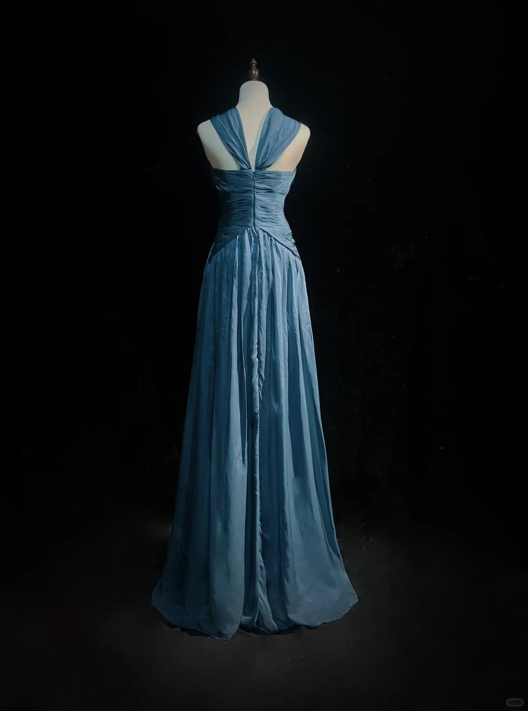 Blaues langes Chiffon-Ballkleid, Abendkleid, Brautjungfernkleid, NV4395