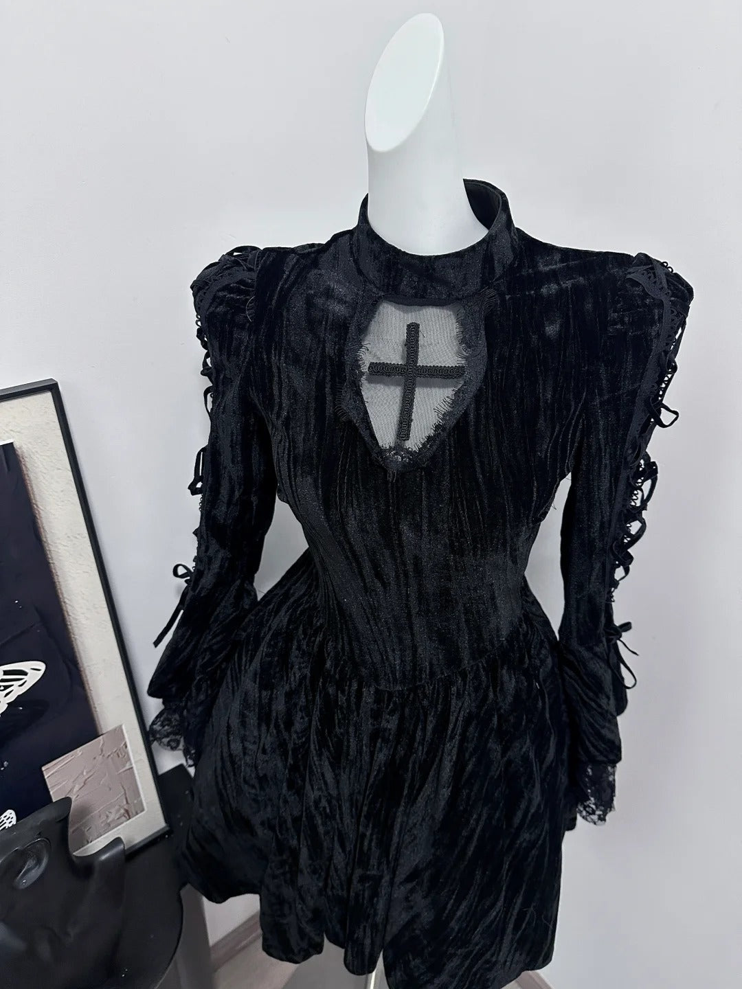 Robe de soirée courte en velours noir, élégante et vintage, en dentelle, robe de bal, robe de soirée, robe de fête d'anniversaire, robe de bal nv4048