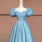 Robe de bal longue en satin bleu délicat et perlé, robe de soirée, robe de soirée, nv4731