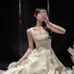 NiceVestidos - Robe de soirée mi-longue, robe d'anniversaire, robe blanche douce en satin NV5670
