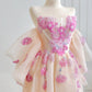 Pink and purple floral tulle ball gown nv5048