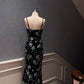 NiceVestidos-_NV Robe longue de soirée noire à fleurs NV5937