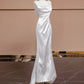 Robe de soirée longue en satin blanc à fleurs, élégante, robe de bal, robe de soirée nv4542