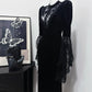 Robe de soirée longue en velours noir, élégante et vintage, en dentelle délicate, robe de bal, robe de soirée, robe de fête d'anniversaire, robe de bal nv4049
