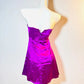 Robe de soirée courte en satin violet exquis, robe de soirée d'anniversaire nv5307