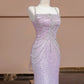 Blau Rosa Glitzer Perlen Ombre Lange Tüll Meerjungfrau Bodycon Bodenlangen Ballkleid Abendkleid Partykleid nv5054