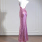 Lila glänzendes langes Meerjungfrau-Ballkleid, figurbetontes Paillettenkleid, Abendkleid, Partykleid, nv4966