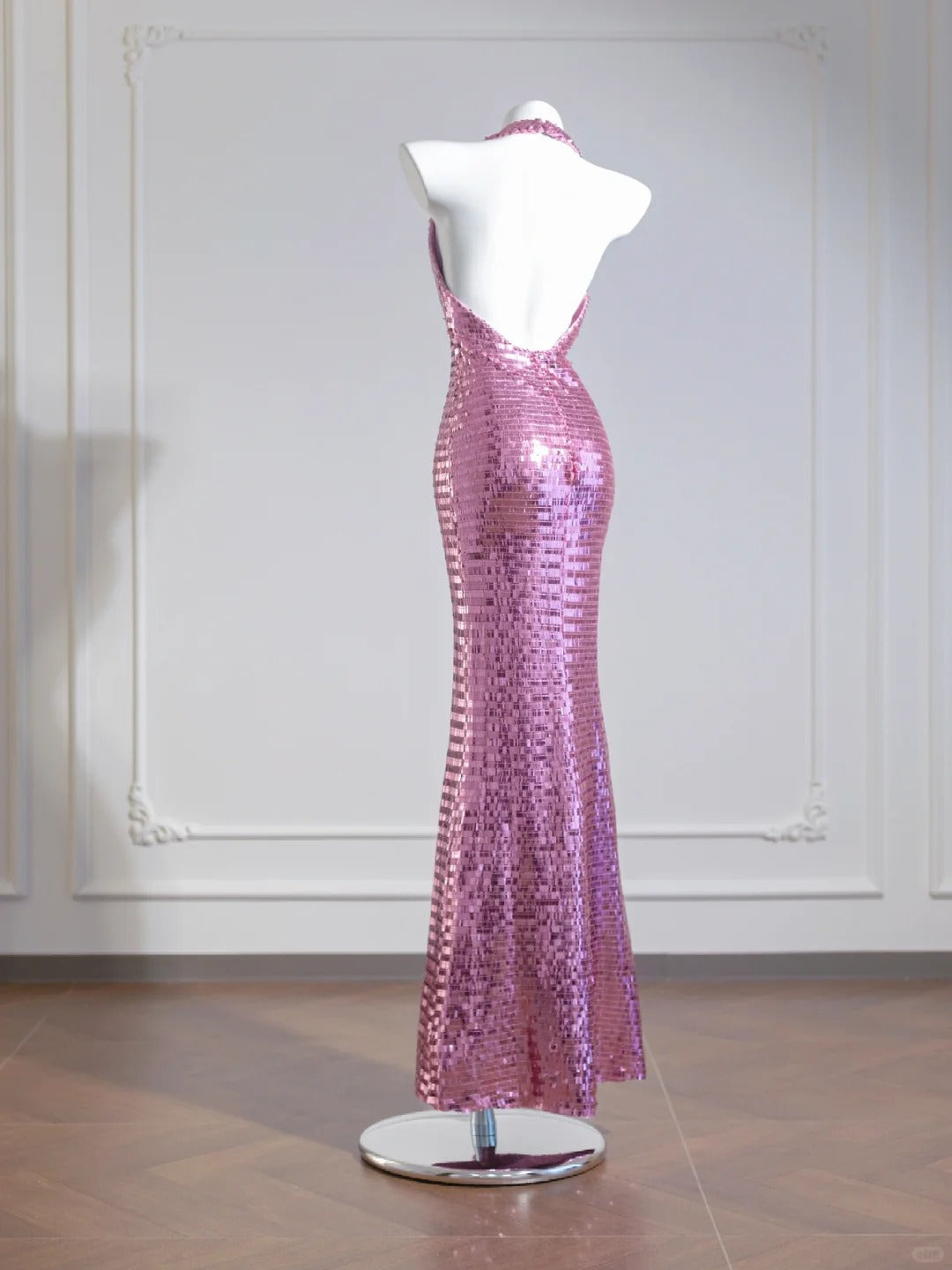 Lila glänzendes langes Meerjungfrau-Ballkleid, figurbetontes Paillettenkleid, Abendkleid, Partykleid, nv4966