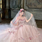 Pink floral long tulle ball gown NV6654