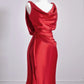 Robe de soirée longue en satin rouge, élégante et tendance, dos nu, nv4974