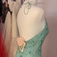 NiceVestidos – Hellmoosgrünes, besticktes Organza-Neckholder-Kleid, ärmellos, bodenlang, Bankettkleid NV5825