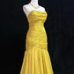 Gelbes elegantes langes Tüll-Ballkleid, Abendkleid nv4926