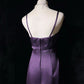 Robe de soirée courte violette en satin et perles, tenue de bal nv4390