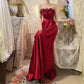 Red delicate floral long elegant satin ball gown evening dress nv4317