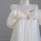 Robe de soirée longue en mousseline de soie jaune clair à fleurs nv4960