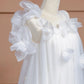 Weißes, geblümtes, langes Chiffon-Ballkleid, Abendkleid nv5076