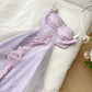 Robe de soirée longue en mousseline violette, robe de bal, robe d'anniversaire, nv4639