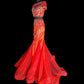 Red Gorgeous Vintage Elegant Exquisite Beaded Short Sleeve Long Mermaid Mermaid Dress Satin Tulle Chiffon Ball Gown Evening Dress Party Dress Wedding Dress Prom Dress nv3962