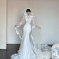Robe de soirée sirène longue en tulle et dentelle, magnifique, élégante et exquise, longueur au sol, robe de bal, robe de mariée nv4054