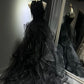 Schwarzes, glänzendes langes Ballkleid NV6624