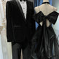 Robe de bal longue en tulle noir brillant NV6627
