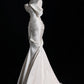 White Gorgeous Exquisite Beaded Long Satin Floor Length Mermaid Slim Ball Gown Evening Gown Wedding Dress nv4124