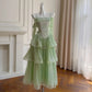 Grünes langes Chiffon-Tüll-Heimkehrkleid, Ballkleid, Geburtstagspartykleid, NV4669