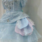 Blue Sparkling Homecoming Dress Gorgeous Exquisite Sequined Short Tulle Ball Gown Evening Dress nv4380