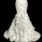 Elfenbeinweiß Elegant Exquisite Lange Tüll Meerjungfrau Schlank Bodenlangen Schleppe Ballkleid Abendkleid Partykleid Brautkleid nv4135